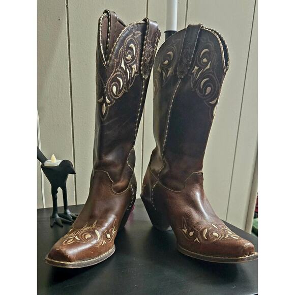 Durango Crush Brown Ladies Pull On Westin Leather Boots Size US 9M - Picture 2 of 11